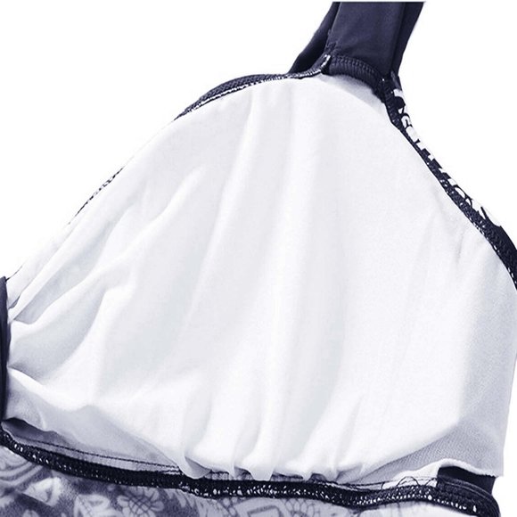 Plus Paisley Print 2Pc Swimdress Womens Size 20 Blue Wide Strap 2X Swimsuit - Picture 9 of 9